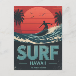 Surfen Sie Hawaii-Sonnenuntergangs-Vibes Postkarte
