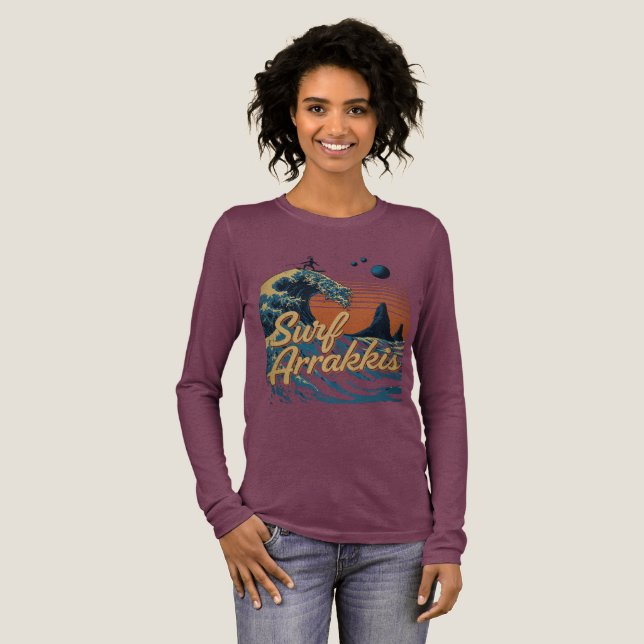 Surfen Sie in den Dünen von Arrakis Tri-Blend Shirt (Volle Vorderseite)