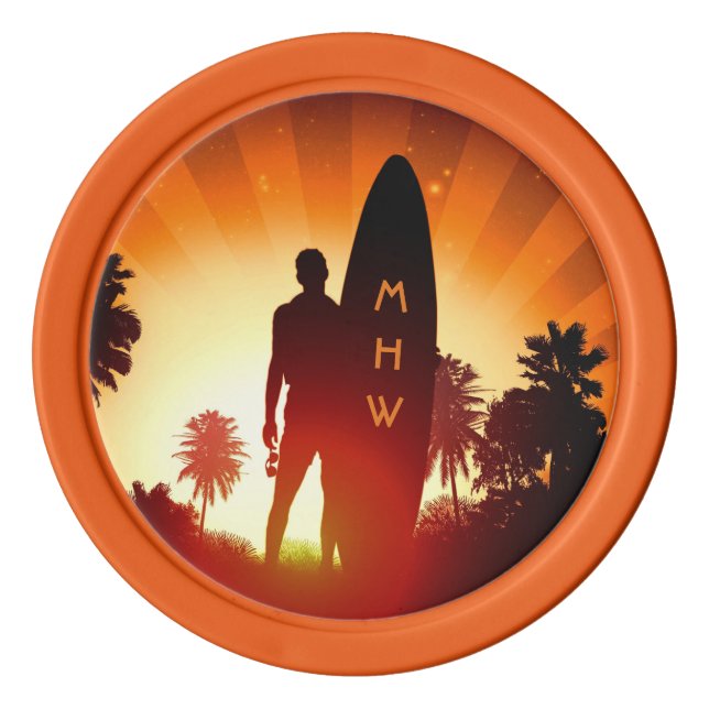 Surfen Sie Sunset Poker Chips für benutzerdefinier (Vorderseite)