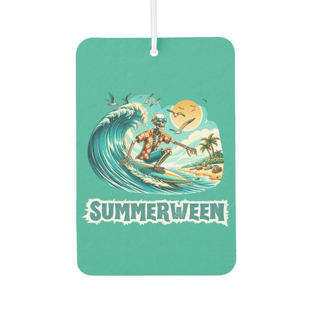 Surfen Skeleton Summerween Beach Vibes Autolufterfrischer (Vorderseite)