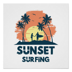 Surfen - Sonnenuntergang Surfen Poster