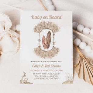 Surfen Strand Boho Baby an Bord Baby Shower Einladung