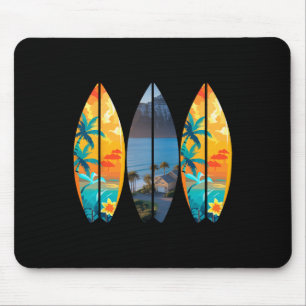 Surfen Strand Surfbrett Retro Tropisch Hawaii Palm Mousepad