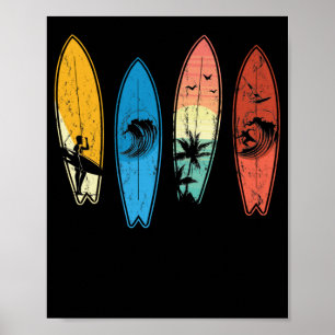Surfen Surfboard Klassisch Retro Surfer Poster