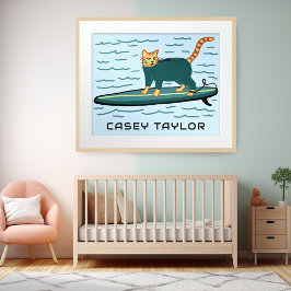 SURFEN Tabby Katze Funny Niedlicher INDIVIDUELLE N Poster