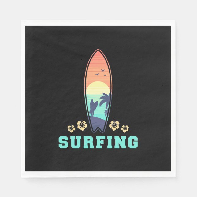 Surfen und Blume Serviette (Vorderseite)
