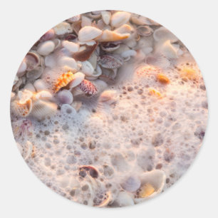 Surfen und Muscheln auf der Insel Sanibel Runder Aufkleber