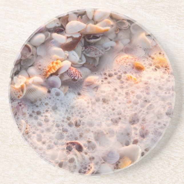 Surfen und Muscheln auf Sanibel Island Sandstein Untersetzer (Vorne)
