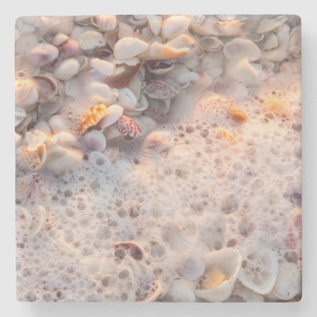 Surfen und Muscheln auf Sanibel Island Steinuntersetzer (Vorderseite)