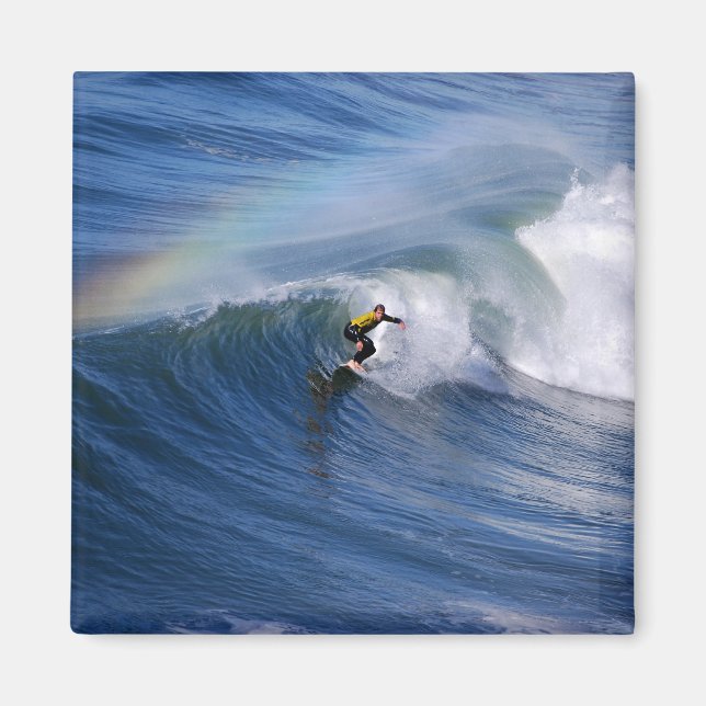Surfen unter einem Regenbogenmagnet Magnet (Vorne)