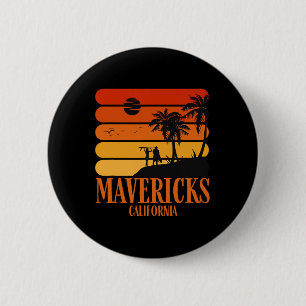Surfen Vintag Mavericks Beach California Retro S Button