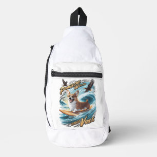 Surfen Walisischer Corgi fängt große Welle Crossbody Bag