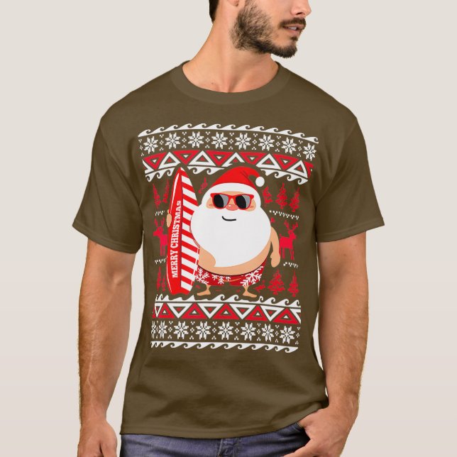 Surfen Weihnachtsmann Hawaii Weihnachtskraut T-Shirt (Vorderseite)