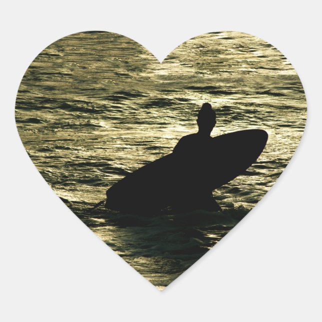 Surfen zur Goldenen Stunde - Herz Sticker (Vorderseite)