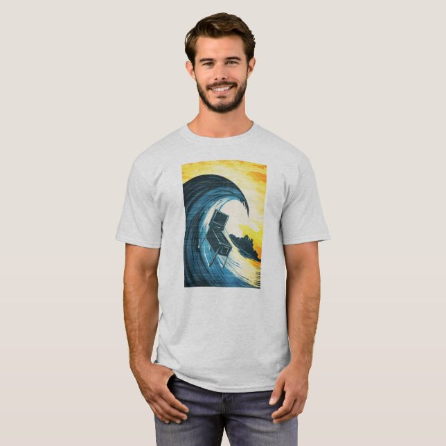 Surfende Flipperautomat-Maschine T-Shirt (Vorne ganz)