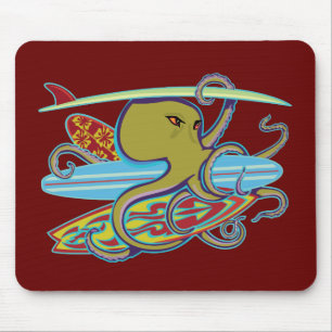 Surfende Halloween-Krake Mousepad