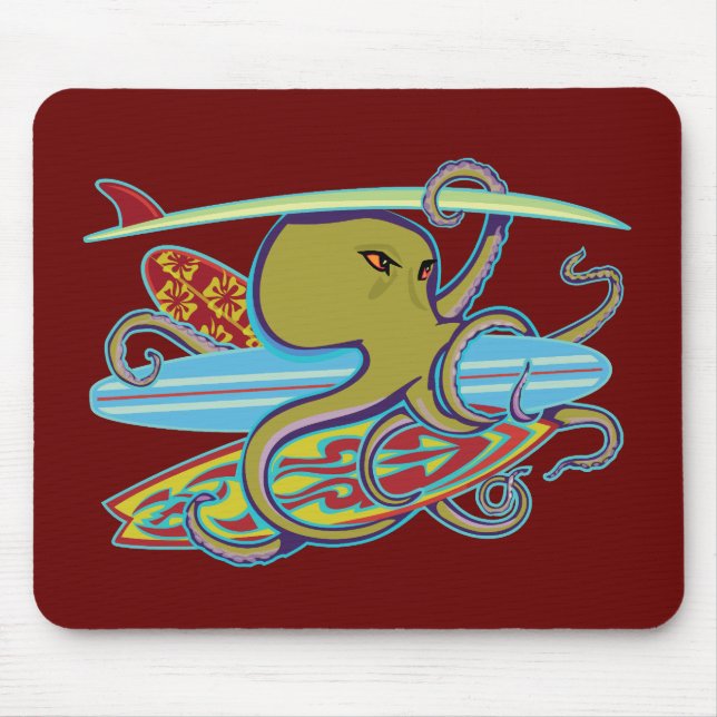 Surfende Halloween-Krake Mousepad (Vorne)