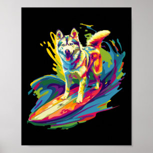 Surfende Husky  Poster
