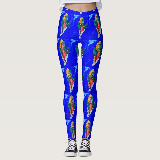 surfende Nonnen blau Leggings (Vorderseite)