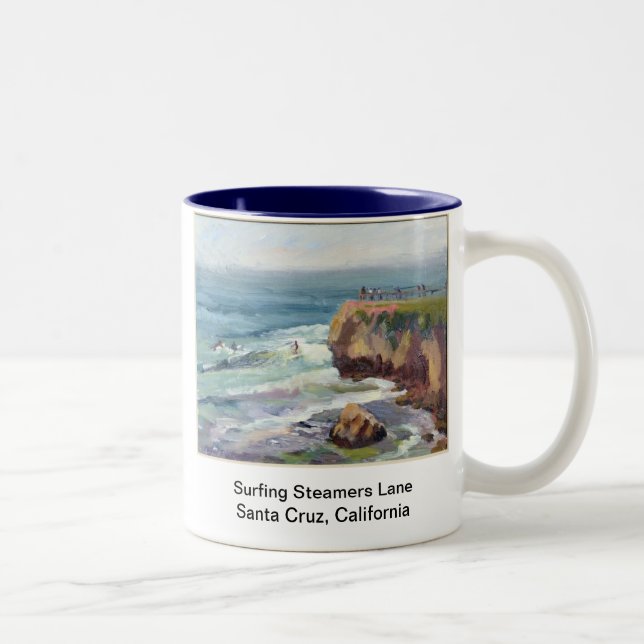 Surfende Santa- CruzTasse Zweifarbige Tasse (Rechts)