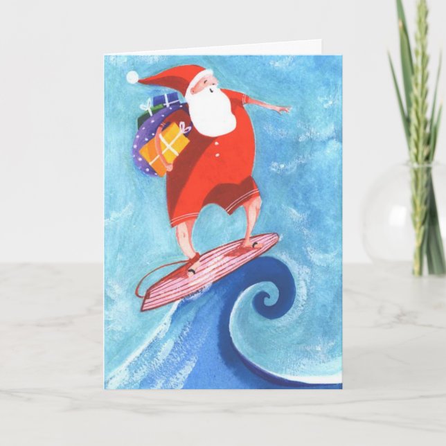 Surfende Weihnachtskarte Sankt Feiertagskarte (Vorderseite)