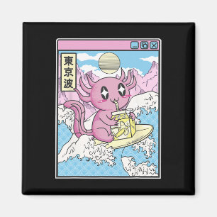 Surfender Axolotl trinkt Nana-Milch Kawaii Anime V Magnet