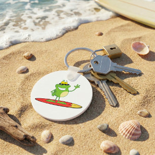 Surfender Frosch mit Sonnenbrille Schlüsselanhänger