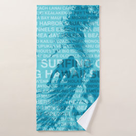 Surfender grüner Raumhawaiischer Surfer Hawaiis - Badhandtuch Set