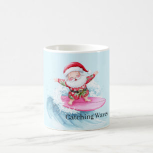 Surfender Weihnachtsmann beim Wellenreiten Kaffeetasse