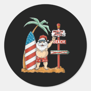 Surfender Weihnachtsmann Mit Usa Patriotischem Sur Runder Aufkleber