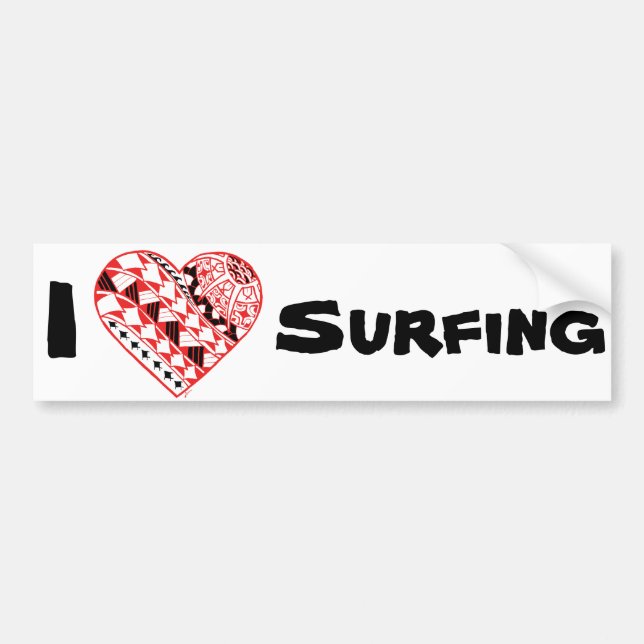 Surfendes LineA I Herz (Polynesier) Autoaufkleber (Vorne)