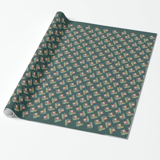 Surfendes Sankt-Weihnachten Geschenkpapier (Ungerollt)