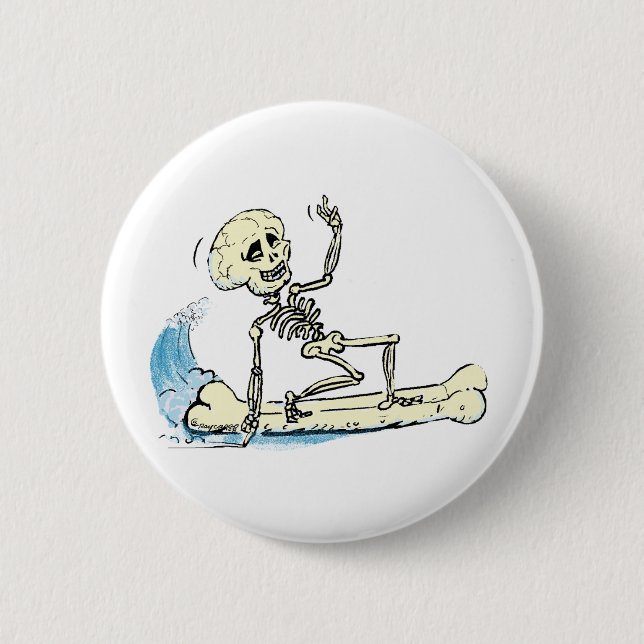 surfendes Skelett Button (Vorderseite)