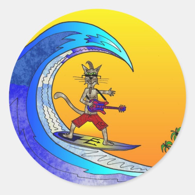 SurfenTomCat1 Runder Aufkleber (Vorderseite)