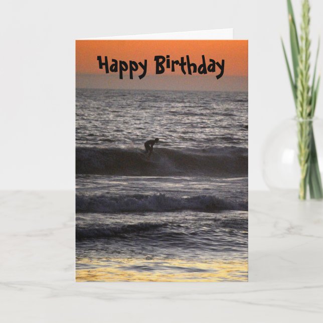 Surfer an Sonnenuntergang-alles Gute zum Karte (Vorderseite)