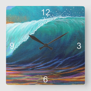 Surfer-Ansicht des Fasses Quadratische Wanduhr