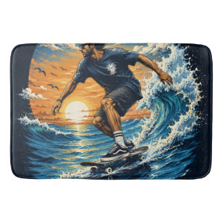 Surfer auf den Wellen  Badematte