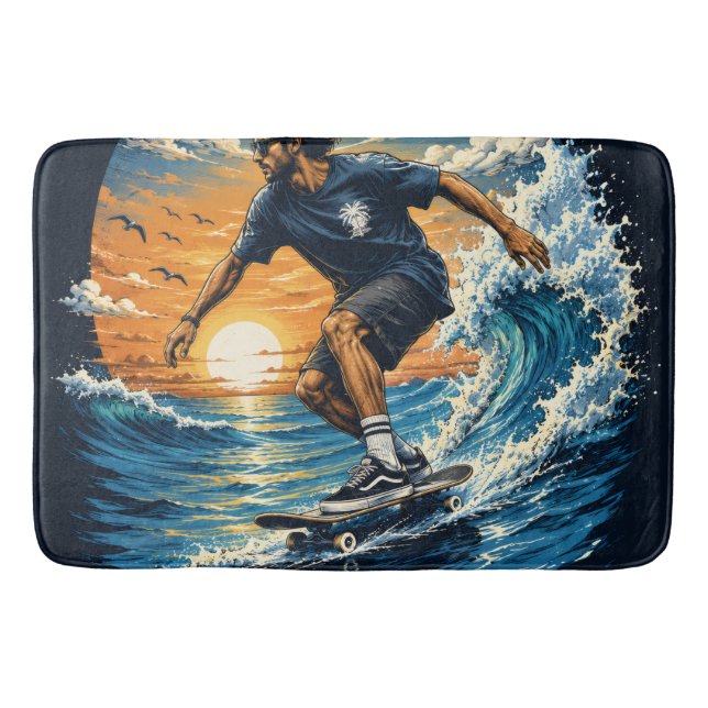 Surfer auf den Wellen  Badematte (Vorderseite)