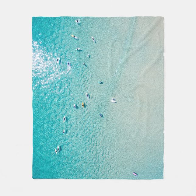 Surfer aus der Luft, klare Ozeane. Fleecedecke (Vorderseite)
