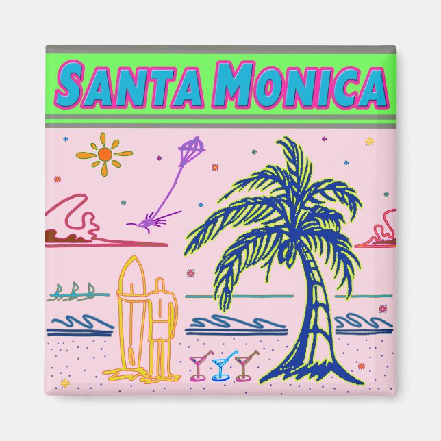 Surfer Beach Magnet "Santa Monica" (Vorne)