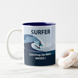 Surfer Beach Surfen Zweifarbige Tasse