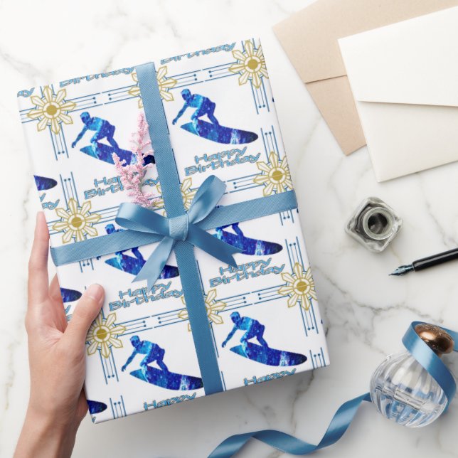 Surfer Birthday Geschenkpapier (Schenken)