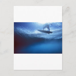 Surfer-Blau-Wellenunterwasseransicht Postkarte