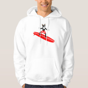 Surfer Bostons Terrier Longboard Hoodie