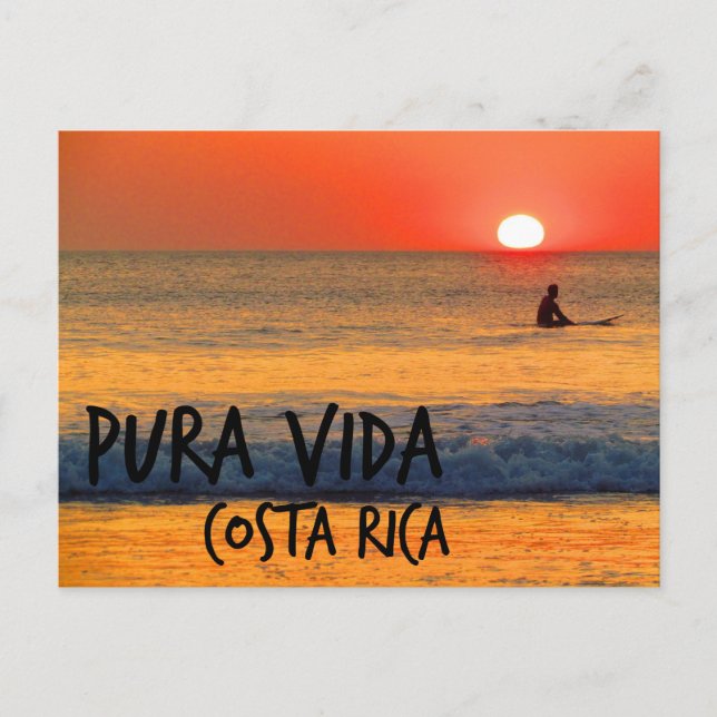 Surfer Costa Rica Pura Vida Sunset Postkarte (Vorderseite)