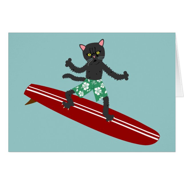 Surfer de Longboard de chat noir (Devant horizontal)