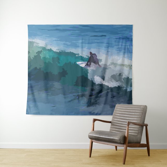 Surfer Digital Impressionismus Wandteppich (Beispiel (Horizontal))