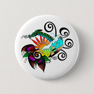 Surfer Dude Cartoon Button