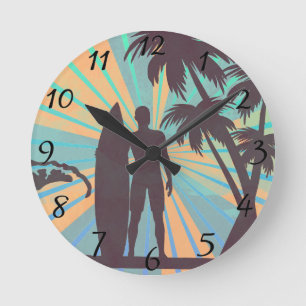Surfer Dude Clock Runde Wanduhr
