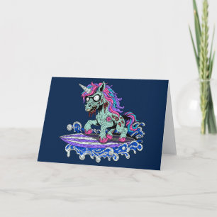 Surfer Einhorn Zombie Karte